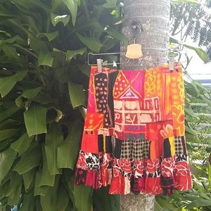 Vintage Jams World Bright Multicolor Ruffle Skirt